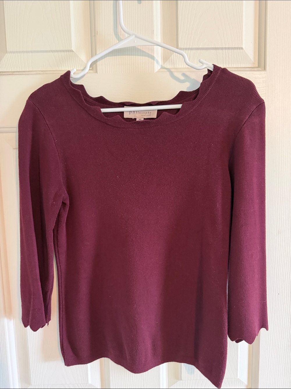 Philosophy Scallop-Trim Plum Knit Top